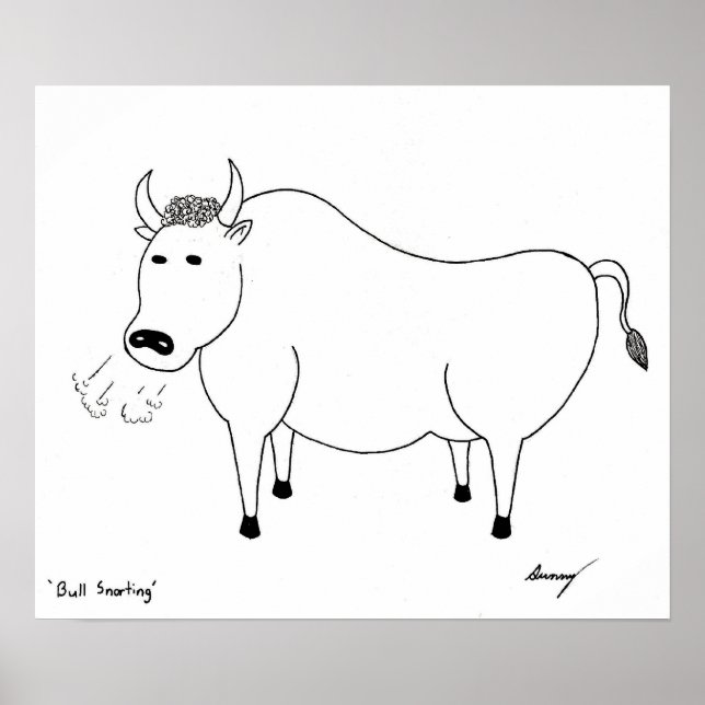 Bull Folk Art Poster (Frente)