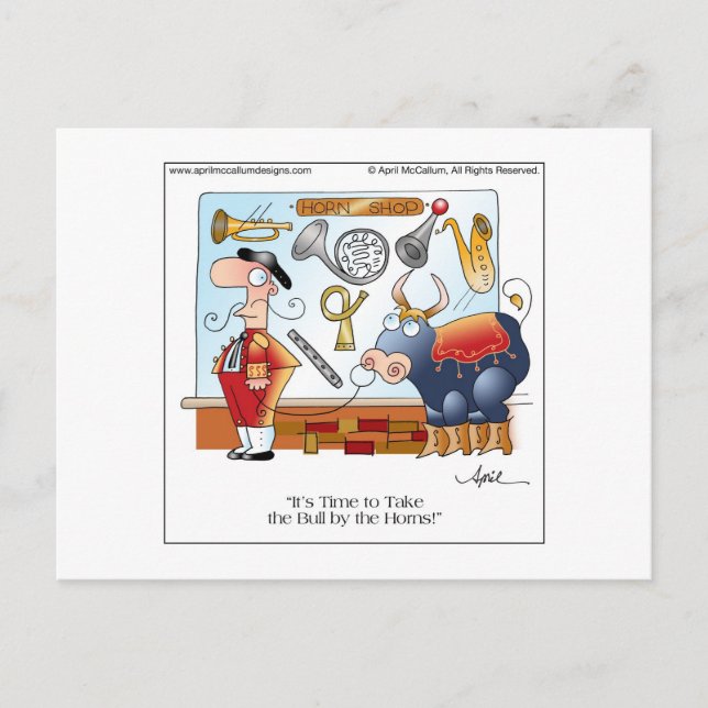 BULL pelo cartão dos desenhos animados dos CHIFRES (Frente)