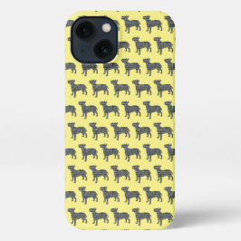 Bull Terrier Inglês Silhueta Grid Amarelo