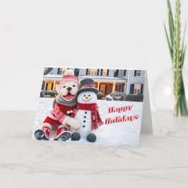 Bulldog Americano com seu Cartão de Neve