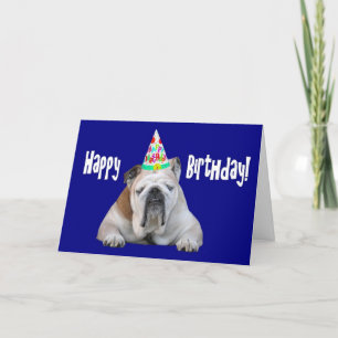 Bulldog em um Cartão de Aniversário do Chapéu de A