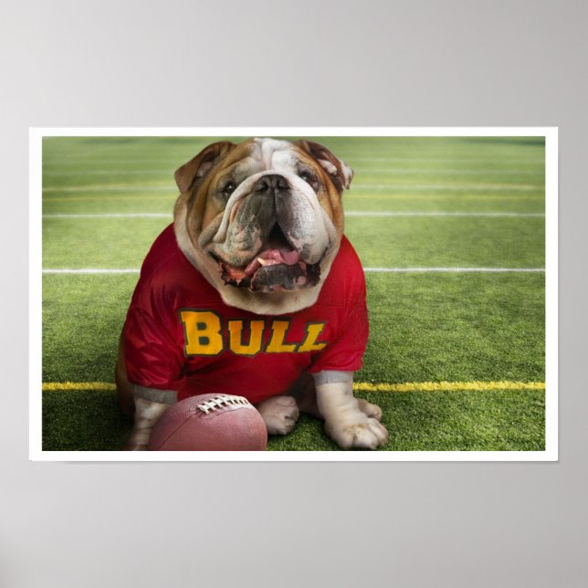 Bulldog Football Time Art Print Poster (Frente)