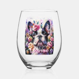 Bulldog Francês com Rosas Floral Personalizado