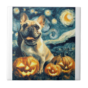 Bulldog Francês de van gogh noite estrelada hallow