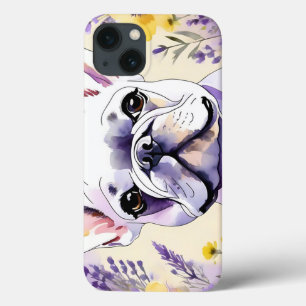 Bulldog francês e flores silvestres