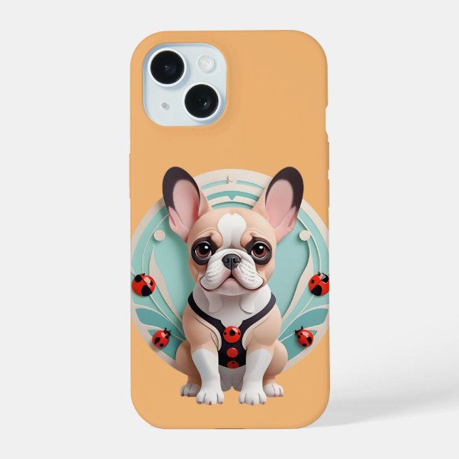 Bulldog Francês Ladybug Pastel Paper Cutando Arte (Verso)