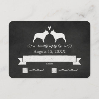 Bulldog Francês Silhouettes Resposta Nupcial RSVP