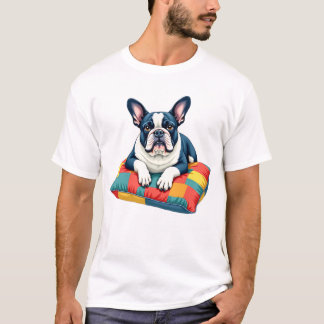 Bulldog Francês sobre Camiseta Colorida -