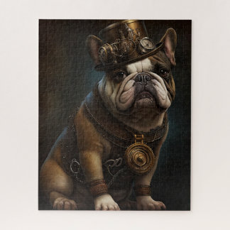 Bulldog Francês Steampunk, Quebra-cabeça Retro Fut