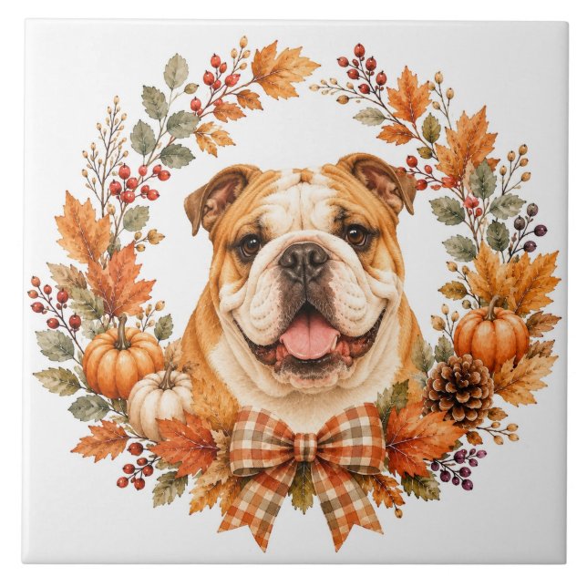Bulldog Inglês Coroa de Outono (Frente)