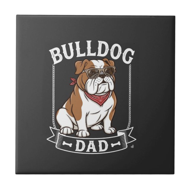 Bulldog Pai Cachorro Óculos de Sol Bandana (Frente)