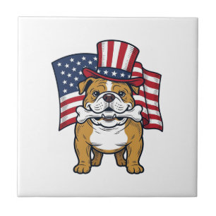 Bulldog Patriótico Com Desenho Vetorial de Bandeir