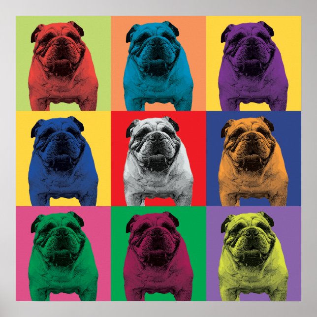 Bulldog Pop-Art Poster (Frente)