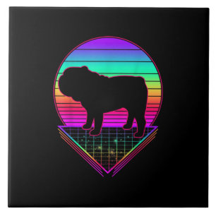 Bulldog Retro Vintage 80s Engraçado Cachorro Prese