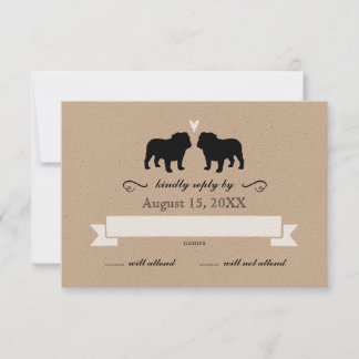 Bulldog Silhouettes Casamento RSVP Resposta