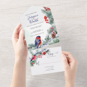 Bullfinch, Poinsettia, Casamento no inverno de pin