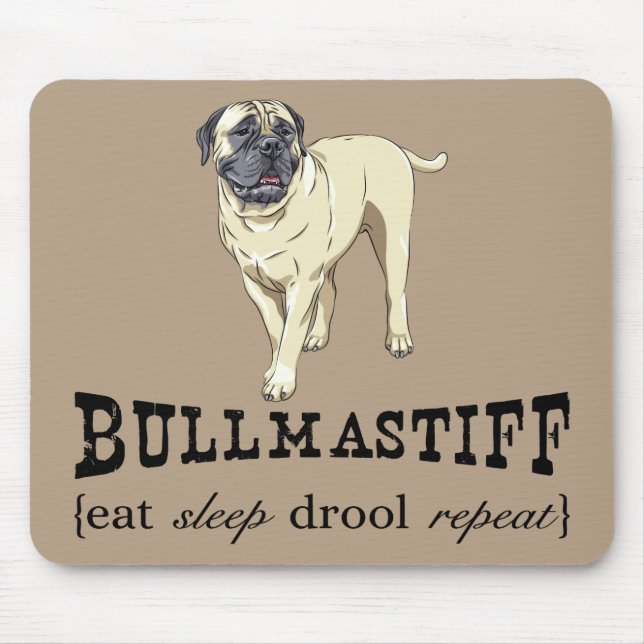 Bullmastiff "come a repetição" Mousepad do drool (Frente)
