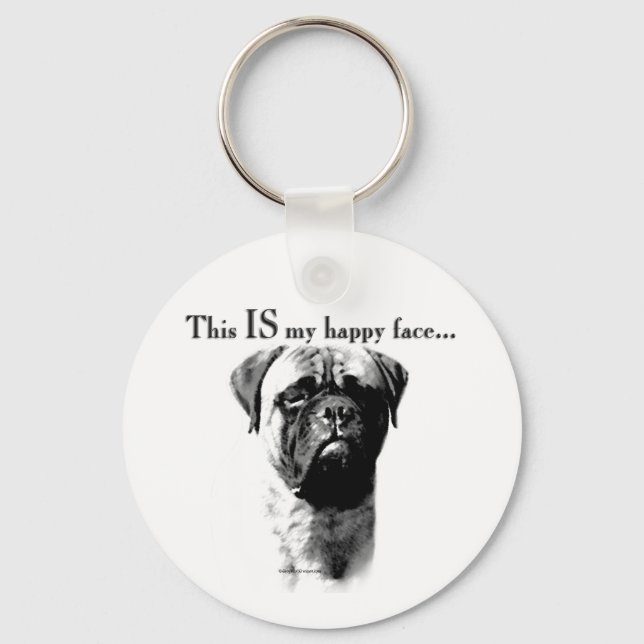 Bullmastiff Happy Face Chaveiro (Frente)