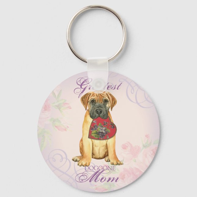 Bullmastiff Heart Mãe Chaveiro (Frente)