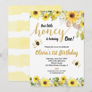 Bumble bee girassol convite de aniversário