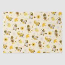 Bumble Bee Sunflower Yellow Gnomo Papel Tecido
