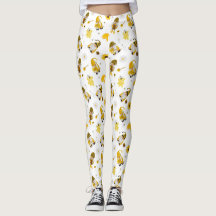 Bumble Bee Sunflower Yellow Gnoms Leggings