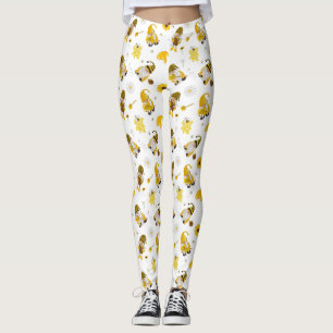 Bumble Bee Sunflower Yellow Gnoms Leggings