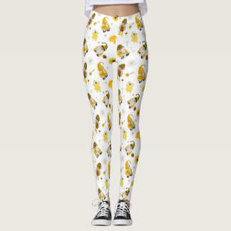 Bumble Bee Sunflower Yellow Gnoms Leggings