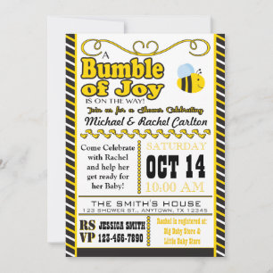 Bumble do convite do chá de fraldas da alegria