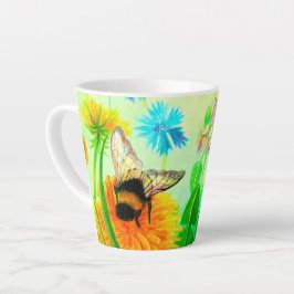 Bumblebee em dandelion pequena caneca latina