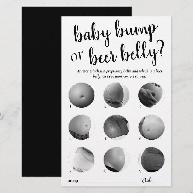 Bump ou Belly de cerveja simples | Cartão de Jogo  (Frente/Verso)