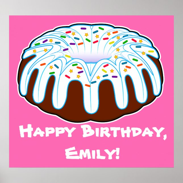 Bundt Cake for Birthday Name Poster personalizável (Frente)