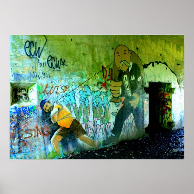 bunker WWII do poster de grafite de arte do  (Frente)
