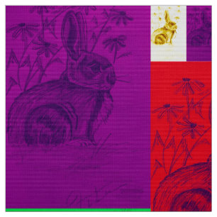 Bunnies no Tecido de Cor Selvagem