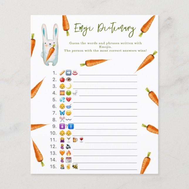 Bunny - Emoji Pictionary game chá de fraldas (Frente)