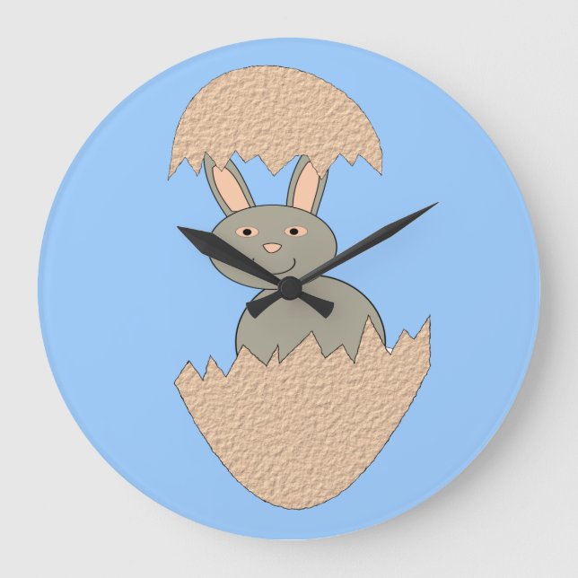 Bunny Hatching Do Relógio De Parede Estranho Do Ov (Frente)