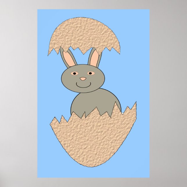 Bunny Hatching from Egg Weird Poster (Frente)