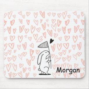 Bunny In Love   Monograma Mousepad