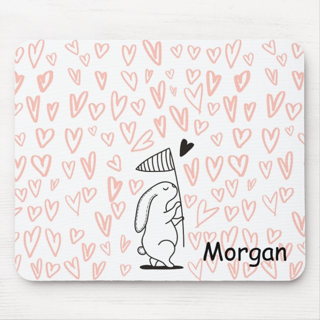 Bunny In Love | Monograma Mousepad (Frente)