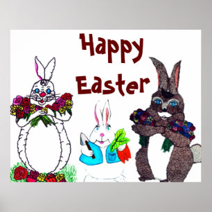 BUNNY LESTE COM POSTER DE FLORES
