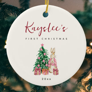 Bunny Rabbit Bebê Primeiro Ornamento Cerâmico de N