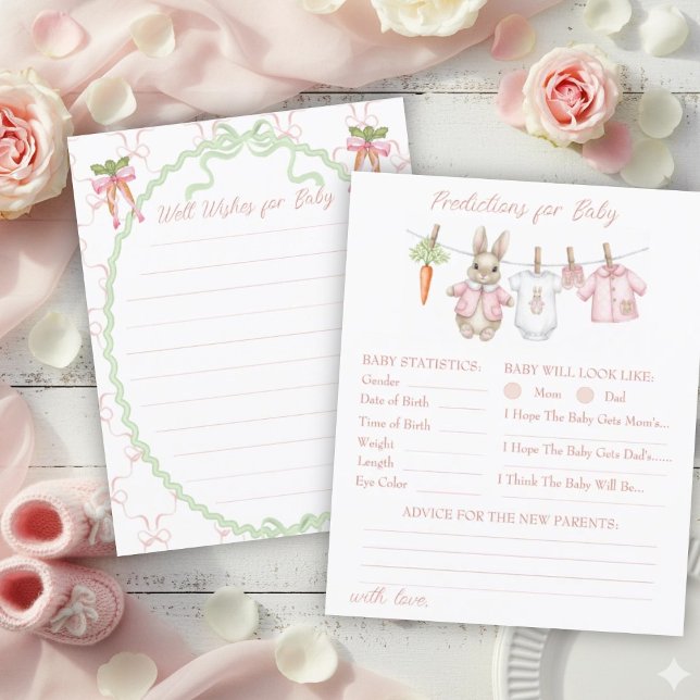 Bunny Rabbit Clothesline Baby Shower Prediction  (Criador carregado)