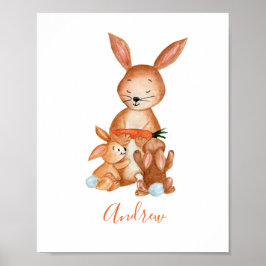 Bunny Rabbit Personalizado Nursery Wall Art Poster