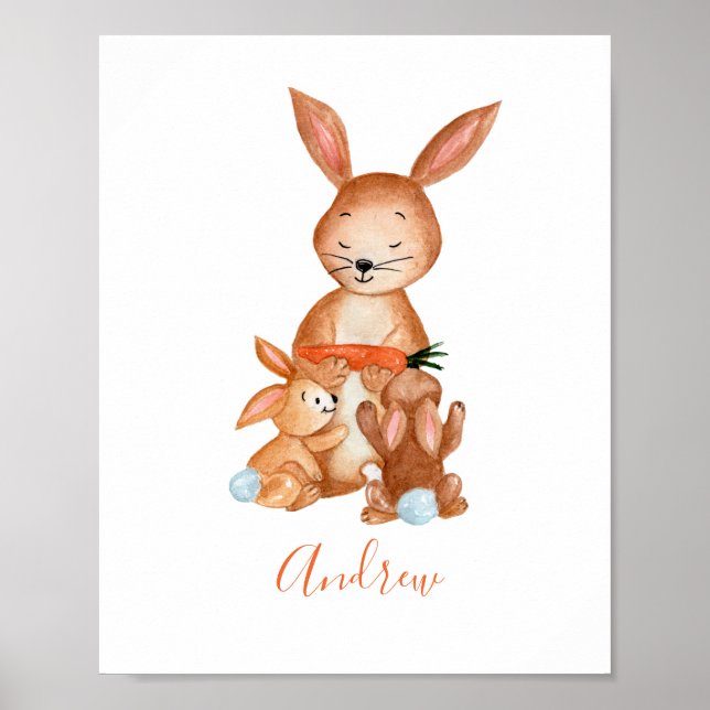 Bunny Rabbit Personalizado Nursery Wall Art Poster (Frente)