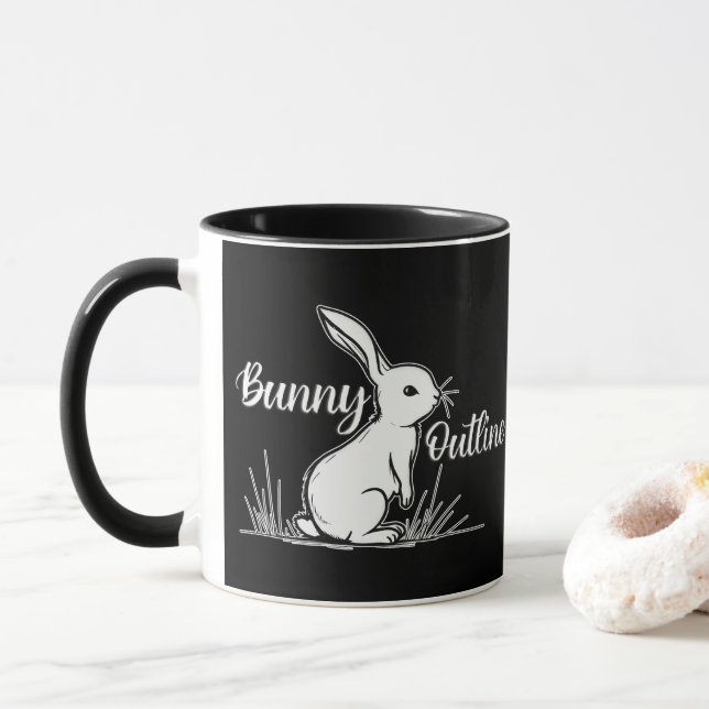 Bunny Sketch – Hand Drawn Rabbit - caneca (Com Donut)