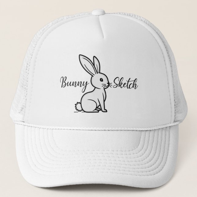 Bunny Sketch – Hand Drawn Rabbit Illustration boné (Frente)