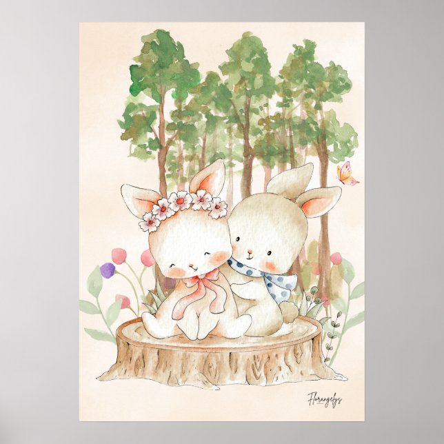 Bunny Wall art Poster Sibling Love (Frente)