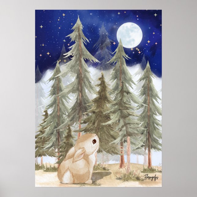 Bunny Wall art Poster  Starry Night (Frente)
