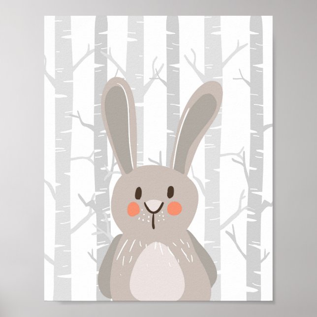 Bunny Woodland Animal Nursery Wall Art Impressão (Frente)