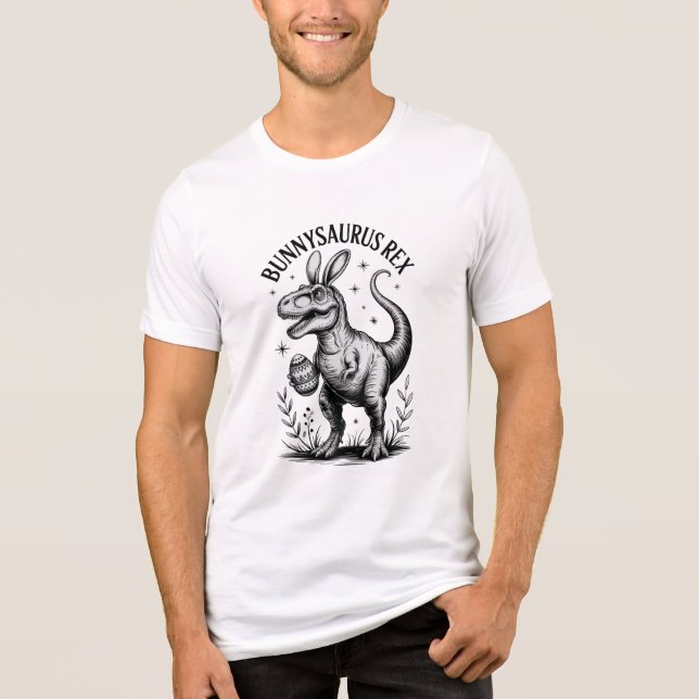 Bunnysaurus Easter Men's Tee Dino Bunny Humor  (Frente)